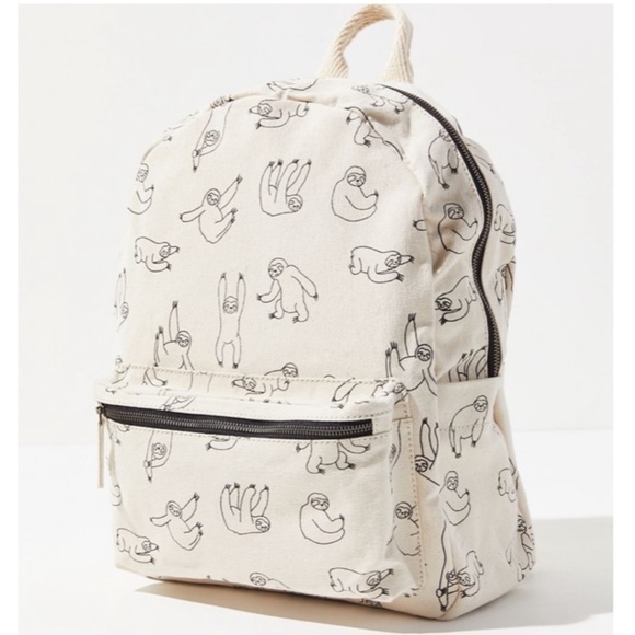 Urban Outfitters Sloth Printed Sketch Canvas Backpack - Picture 1 of 8